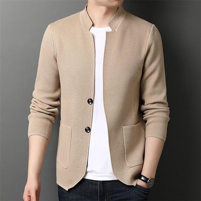 Cardigan Uomo Slim Fit con Colletto alla Coreana